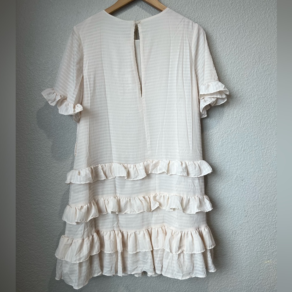 NWT Indikah Ivory Ruffle Tiered Dress, M - Picture 6 of 7